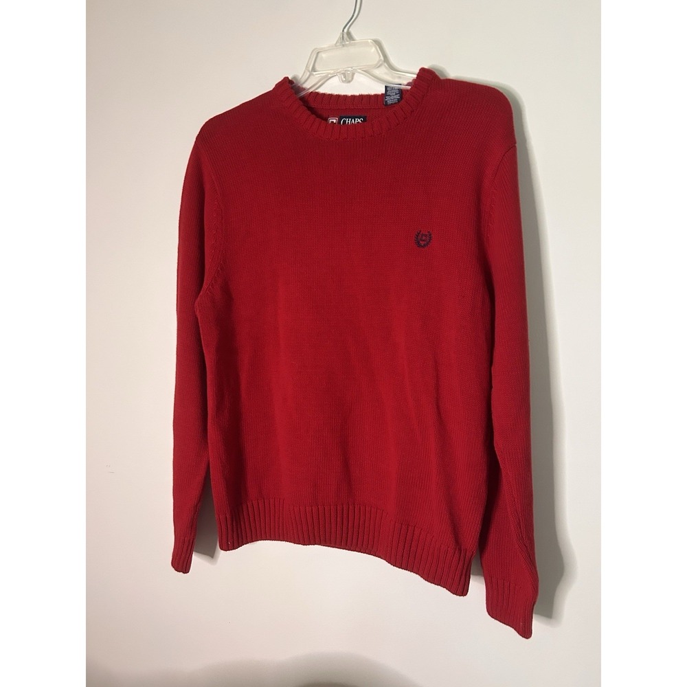 Chaps Cardinal Red Long Sleeve Sweater XL Tight Knit, Chest 52" Very Nice